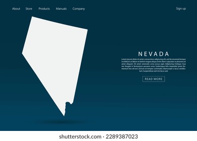 Nevada Map - USA, United States of America Map vector template with 3d white color on dark blue and green gradient color background for website template design - Vector illustration eps 10