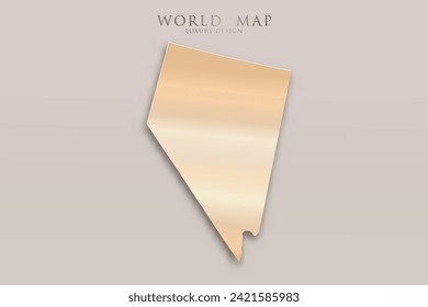 Nevada Map - USA, Vereinigte Staaten von Amerika Karte Vektorvorlage mit 3D, Luxus-Golddesign inklusive Schatten auf hellem Hintergrund für Design, Bildung, Website - Vektorgrafik eps10