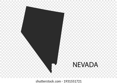 NEVADA map vector, black color. isolated on transparent background