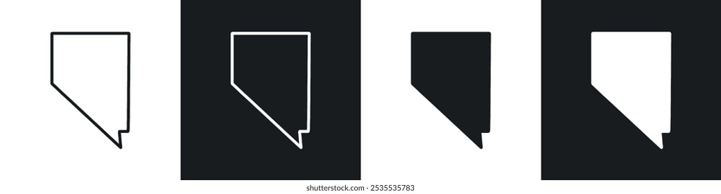 Nevada map vector icon set in black and white. EPS 10 illustration