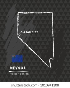 Nevada map, vector pen drawing on black background