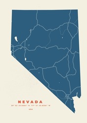 Nevada Map Vector Poster Flyer	