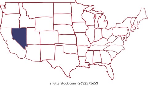 Nevada Map vector, united states of america map. America Map