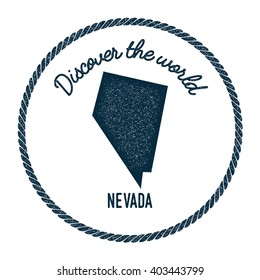 Nevada map in vintage discover the world rubber stamp. Hipster style nautical postage stamp, with round rope border. Vector illustration.