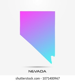 Nevada map,border with pink and turquoise gradient. Vector illustration