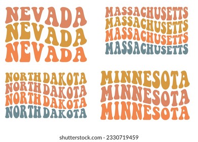 Nevada, Massachusetts, North Dakota, Minnesota Reisesaal Tourist Family Vacation Retro-SVG Bundle T-Shirt Designs