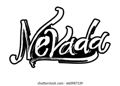 Nevada. Modern Calligraphy Hand Lettering for Serigraphy Print.