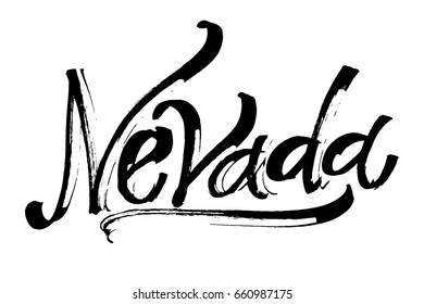 Nevada. Modern Calligraphy Hand Lettering for Serigraphy Print.