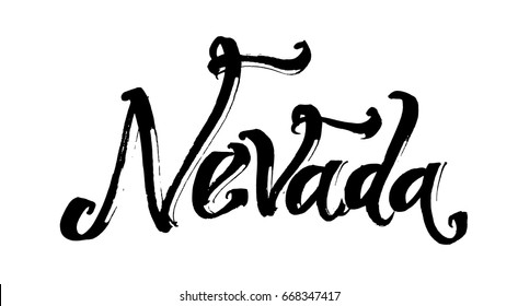 Nevada. Modern Calligraphy Hand Lettering for Silk Screen Printing