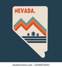 Nevada Mountain with Retro Line Perfect for Print, Apparel, Sticker, etc