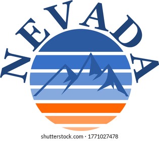 Nevada mountain and sunset label