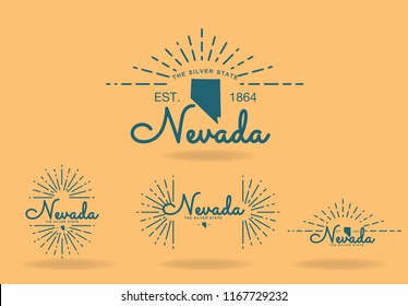 Nevada with Nickname-The Silver State, symbol , logo design for souvenir print, coffee mug cap, T-shirt printing.  vector eps 10.