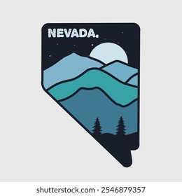 Nevada Night Mountain Scenery With Simple Design 