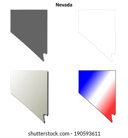 Nevada outline map set - vector version