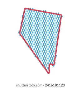 Nevada population map. Stick figures people map with bold red translucent state border. Pattern of men and women icons. Isolated vector illustration. Editable stroke.