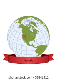 Nevada, position on the globe