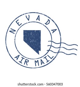 Nevada post office, air mail, grunge rubber stamp on white background, vector illustration