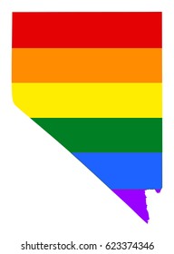 Nevada pride gay vector map with rainbow flag colors. United States of America. 