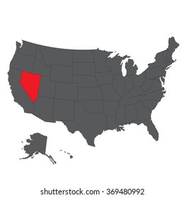 Nevada red map on gray USA map vector