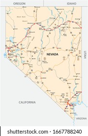 Nevada road map with interstate US highways and federal highways svg