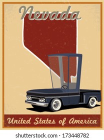 Nevada road trip vintage poster