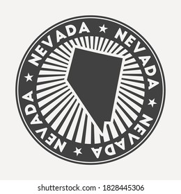 Nevada round logo. Vintage travel badge with the circular name and map of us state, vector illustration. Can be used as insignia, logotype, label, sticker or badge of the Nevada.