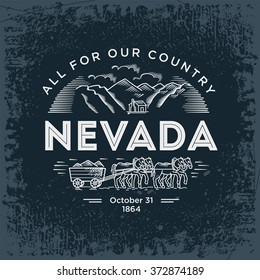 Nevada round stylized emblem state of America, black, vintage vector illustration