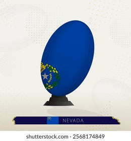 Nevada Rugby Ball on Rugby Kicking Tees with Modern Design. Illustration perfect for sports, national pride, and rugby-related projects.