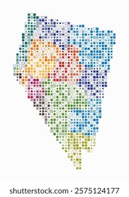 Nevada, shape of the state build of colored cells. Digital style map of the Nevada on white background. Small size square blocks. Stylish vector illustration.