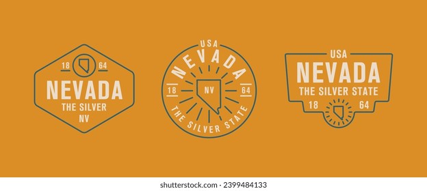 Nevada - Der Silberstaat. Nevada State Logo, Label, Poster. Vintage-Poster. Druck für T-Shirt, Typografie. Vektorgrafik