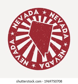 Nevada stamp. Travel red rubber stamp with the map of US state, vector illustration. Can be used as insignia, logotype, label, sticker or badge of the Nevada.
