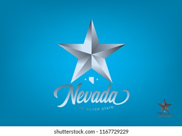 Nevada Star with smal map and nickname The Silver State, Vector EPS 10