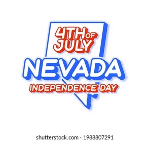 nevada state 4th of july independence day with map and USA national color 3D shape of US state Vector Illustration