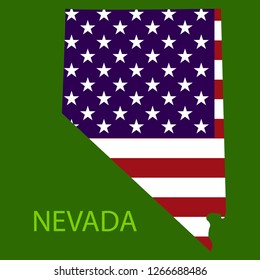 Nevada state of America with map. Flag print on map of USA for geographic themes. Map of Nevada state.