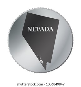 A Nevada state coin isolated on a white background