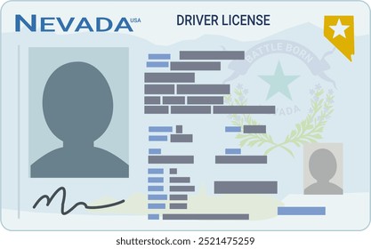 Nevada state driver's license in flat design style (cut out)