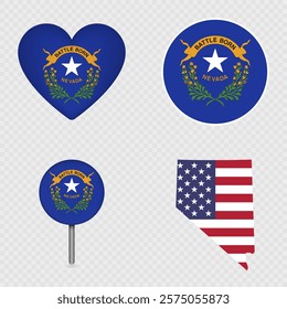 Nevada State Flag Icons Pack. Vector illustration.