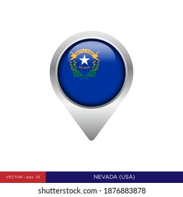 Plantilla de diseño de la ilustración del vector del icono del pinza del mapa de estado de Nevada.