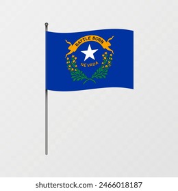 Nevada state flag on flagpole. Vector illustration.