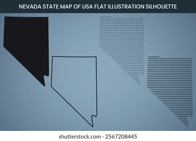 Nevada State Hand Drawn Outline Map of USA Fully Editable, 300 DPI, High-Resolution EPS File Included.