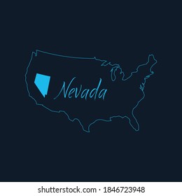 Nevada state highlighted on United States of America map , USA infographics template. Stock vector illustration isolated on blue background.