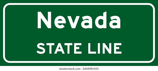 Nevada State Line Straßenschild, weiße Buchstaben auf grünem Hintergrund