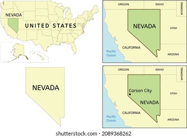 Nevada state location on map of USA