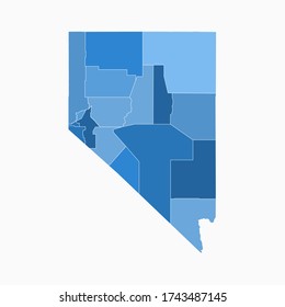 Nevada State Map Administration Division Blue Color. Arkansas Map Vector Illustration Eps10