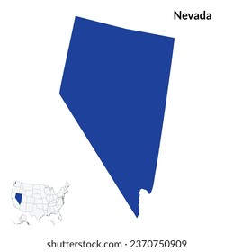 Nevada state map. Map of Nevada in blue color. USA map
