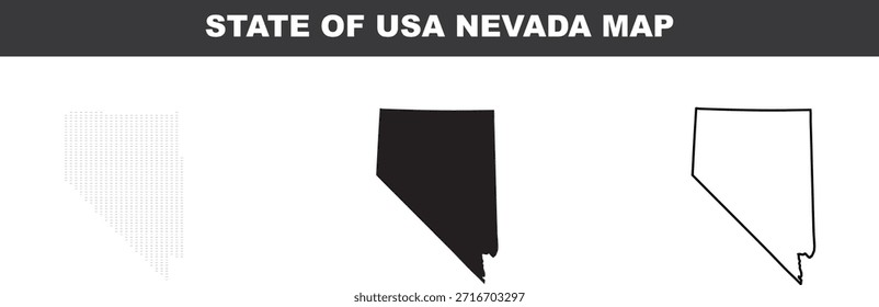 Nevada-Landkarte in verschiedenen Stilen auf weißem Hintergrund
