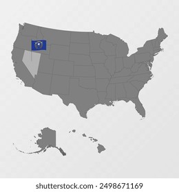 Nevada state map with flagpole. Vector illustration.