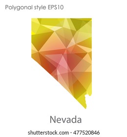 Nevada state map in geometric polygonal,mosaic style.Abstract gems triangle,modern design background. Vector illustration EPS10