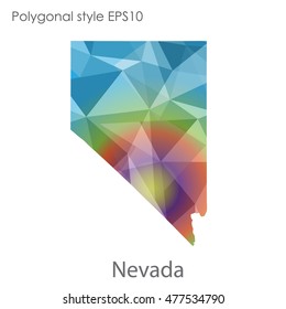 Nevada state map in geometric polygonal,mosaic style.Abstract gems triangle,modern design background. Vector illustration EPS10