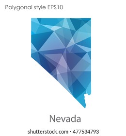 Nevada state map in geometric polygonal,mosaic style.Abstract gems triangle,modern design background. Vector illustration EPS10